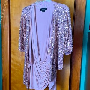 Karen Kane 2 piece  pink sequence top, size XL made in USA